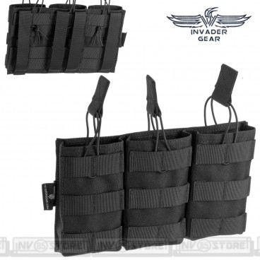 Porta Caricatori Triplo 3 Posti per M4 556 INVADER GEAR Sistema MOLLE Nero BLACK