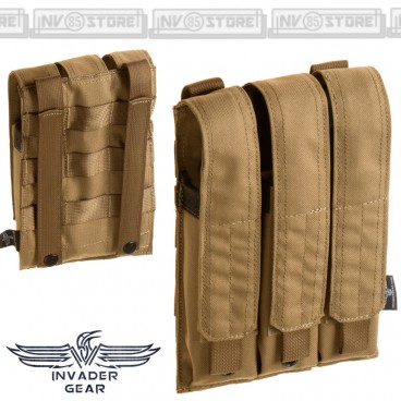 Porta Caricatori Triplo 3 Posti per MP5 - MP7 INVADER GEAR Sistema MOLLE Coyote