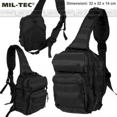 ZAINO TATTICO INCURSORE MONOSPALLA MIL-TEC SOFTAIR SURVIVOR CAMPING NERO BLACK