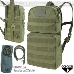 Zaino Idrosystem CONDOR HCB2 con Vescica 2,5 Litri Militare Esercito Softair VERDE OD GREEN