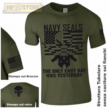 Maglia T-SHIRT Militare NAVY SEALS American Sniper Punisher Teschio Maglietta OD