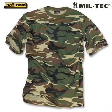 Maglia T-SHIRT MIL-TEC 100% Cotone Maglietta Militare Mimetica Softair Woodland