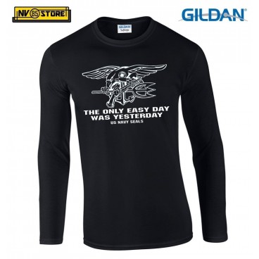 Maglia Manica Lunga GILDAN Navy Seals Marines N Maglietta STAMPA SERIGRAFICA