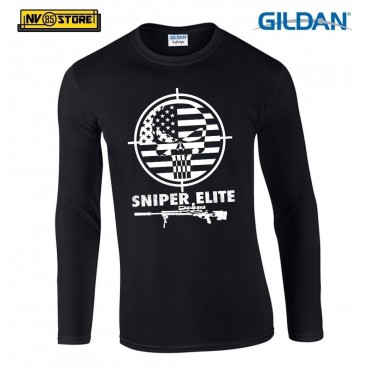 Maglia Manica Lunga GILDAN Skull Punisher Navy Seals Maglietta in Serigrafia BK