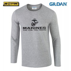 Maglia Manica Lunga GILDAN Marines Corps USMC Maglietta in Stampa Serigrafia SG