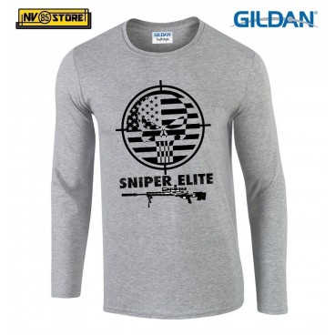 Maglia Manica Lunga GILDAN Skull Punisher Navy Seals Maglietta Stampa Serigrafia G