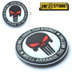 Patch PVC Teschio SNIPER Punisher Navy Seals 8cm Militare Softair con Velcrogrip