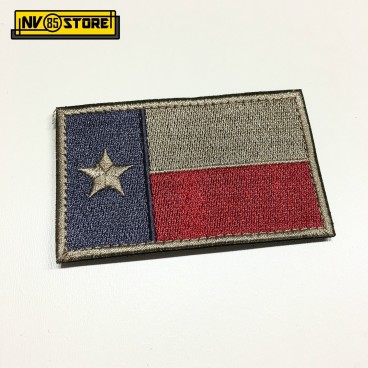 Patch Ricamata Bandiera Texas Bassa Visibilità Tan 8 x 5 cm Militare con Velcrog