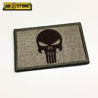 Patch Ricamata Skull Sniper Punisher Navy Seals 8 x 5 cm Militare TAN con Velcr