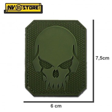 Patch in PVC SKULL Teschio Punisher 7,5 x 6 OD Militare Softair con Velcrogrip