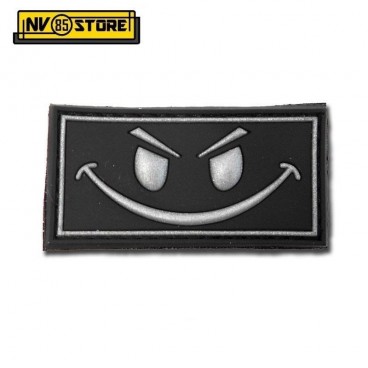 Patch in PVC Evil Smiley Nero BK 5 x 2,7 cm Militare softair con Velcrogrip