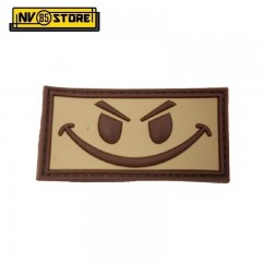 Patch in PVC Evil Smiley 5 x 2,7 cm Militare softair con Velcrogrip TAN