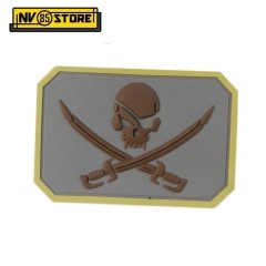 Patch in PVC Teschio Pirata Pirate Skull 8 x 5 cm GY Militare Softair Velcrogrip