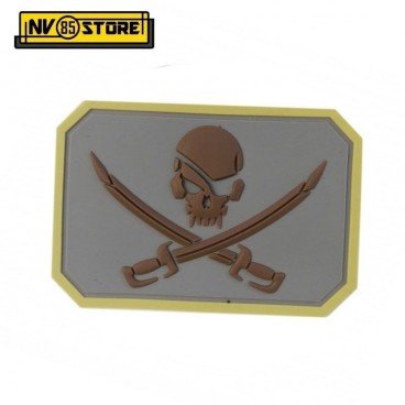 Patch in PVC Teschio Pirata Pirate Skull 8 x 5 cm GY Militare Softair Velcrogrip