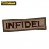 Patch Ricamata Identificativa Infidel USA 9,5 x 2,5 cm Militare TAN con Velcrogr